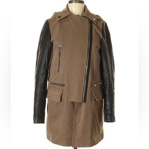 ZARA Green Cotton and Black Faux Leather Jacket -Size M